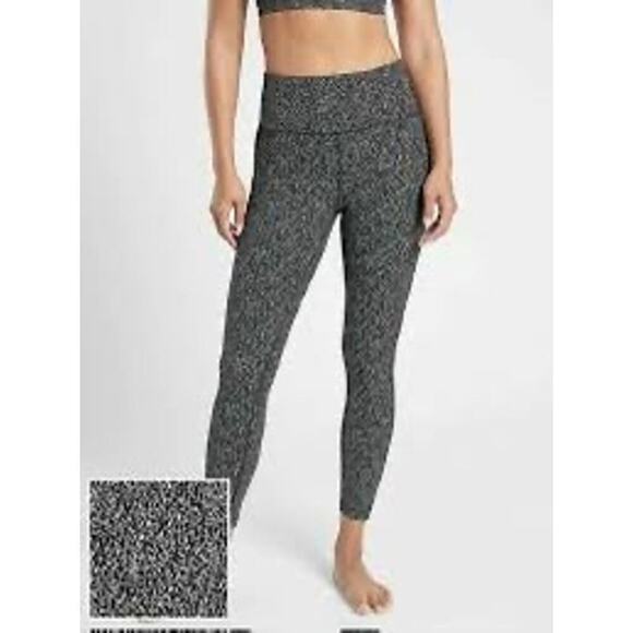 Athleta Leggings Ultimate Stash Pocket Textured 7/8 Tight Black/White Size S - Picture 2 of 9
